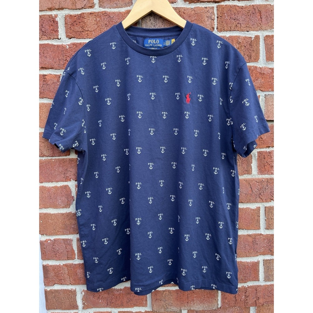Polo Ralph Lauren Graphic T-Shirt Anchor Print Classic Fit Tee Large